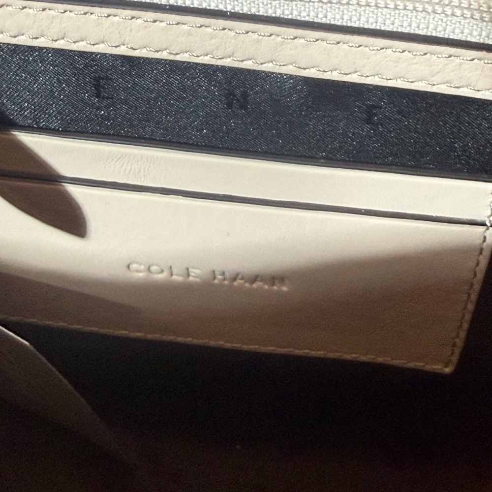 Cole Haan Cream/Beige Leather Top-Handle Tote with Strap - Picture 6 of 9